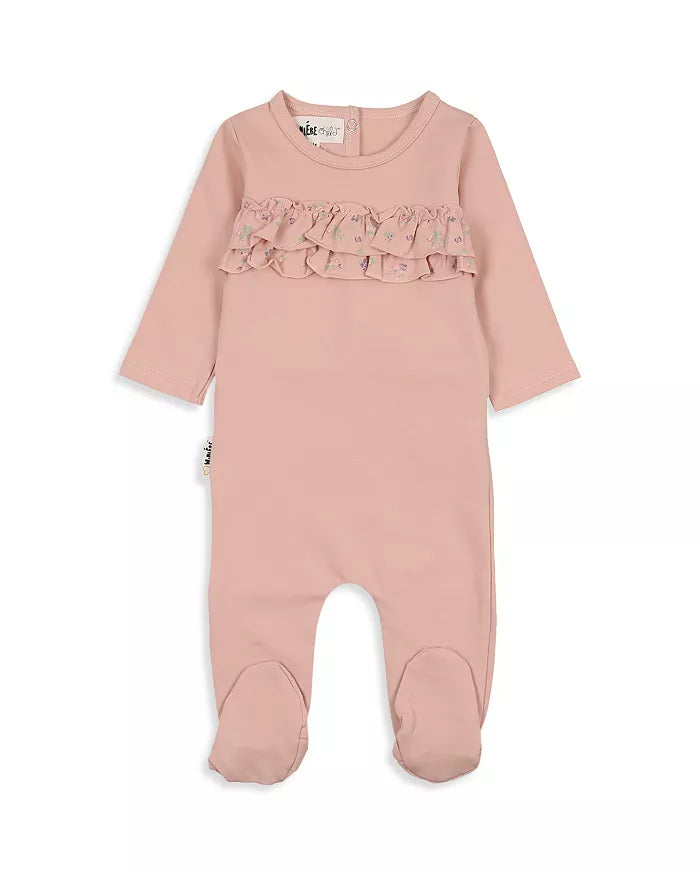 Cadeau Linen Printed Footie & Hat Set - Pink Cadeau Linen Printed Footie & Hat Set - Pink