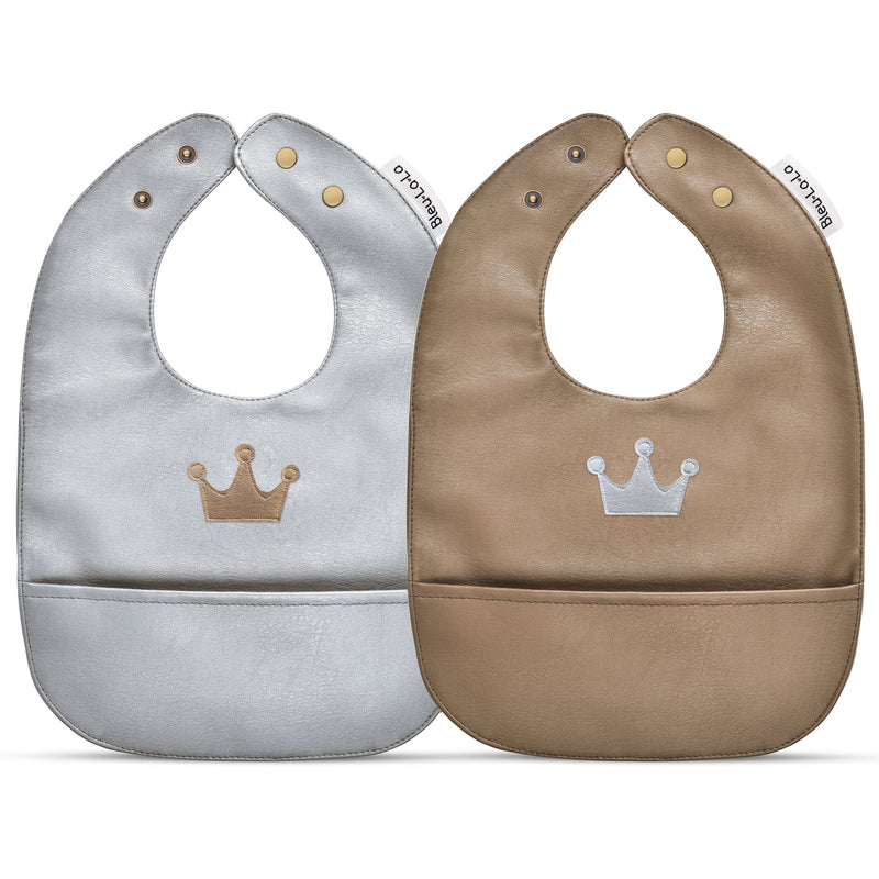 Trendsetter- Set of Soft Vegan Leather Easy Clean Bibs 12-24 Months