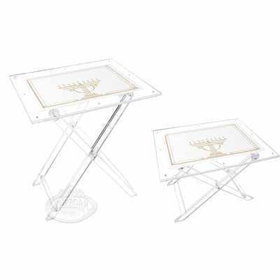 Acrylic folding table with removable tray-gold