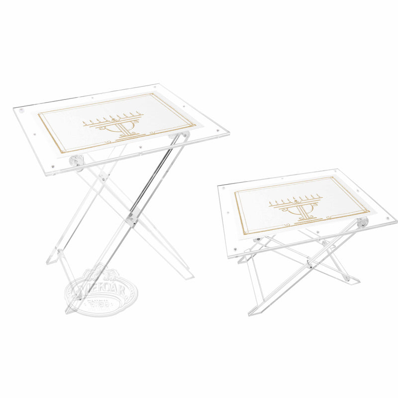 Acrylic folding table with removable tray-gold