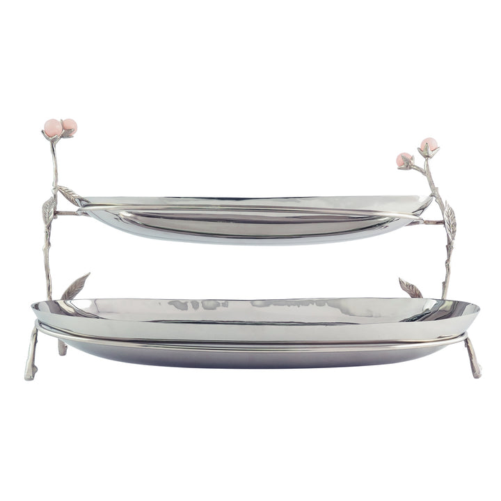 Hyaline Pink Two Tiered Serving Stand