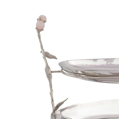 Hyaline Pink Two Tiered Serving Stand