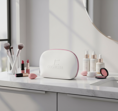 Cosmeria Matte Bag with Pink zipper