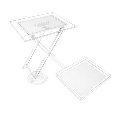 Acrylic Chanukah Folding Table with Removable Tray-SILVER Insert