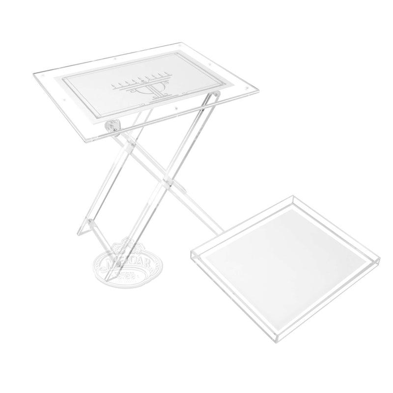 Acrylic Chanukah Folding Table with Removable Tray-SILVER Insert