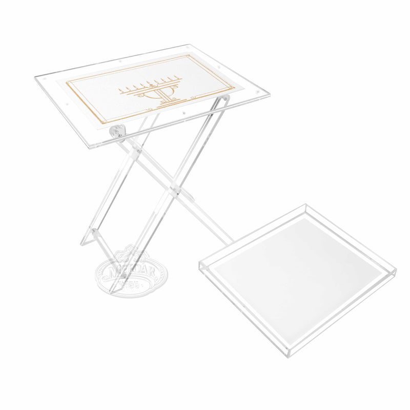 Acrylic folding table with removable tray-gold