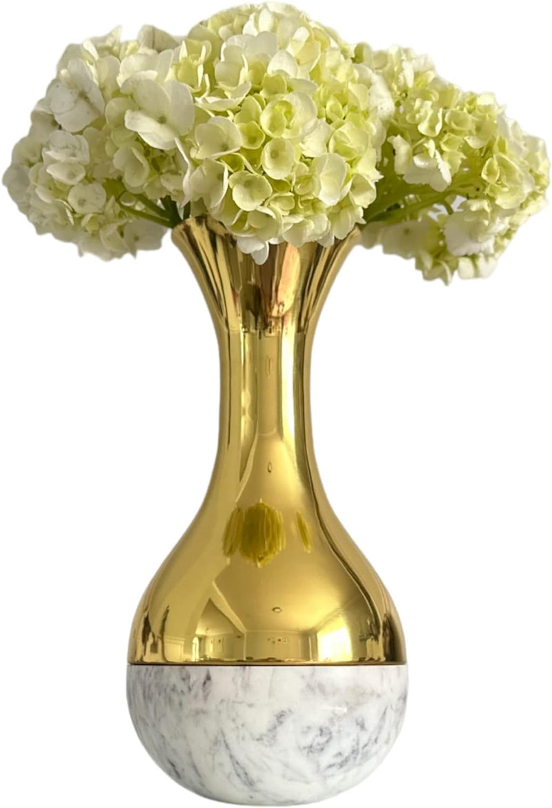 MILA- Marble and Gold Brass Flower Hand Made vase