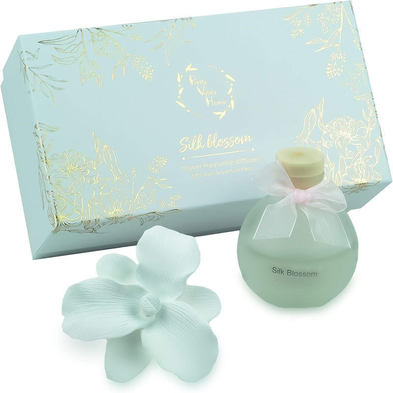 Pretty Valley Home 120 ml Fragrance Diffuser with Lily Gypsum Flower, Silk Blossom