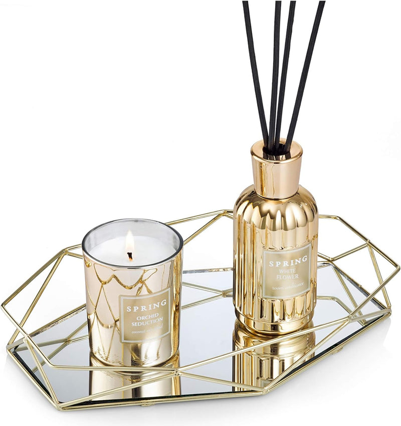 Reed Diffuser White Flower, Gold/Silver Bottle