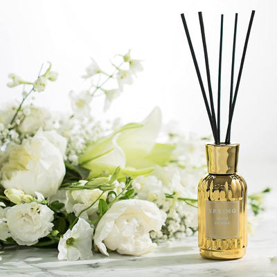 Reed Diffuser White Flower, Gold/Silver Bottle