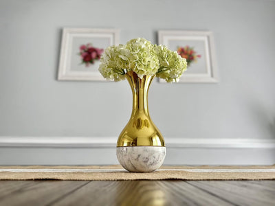 MILA- Marble and Gold Brass Flower Hand Made vase