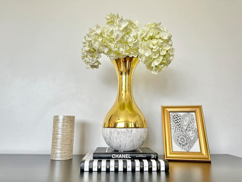 MILA- Marble and Gold Brass Flower Hand Made vase