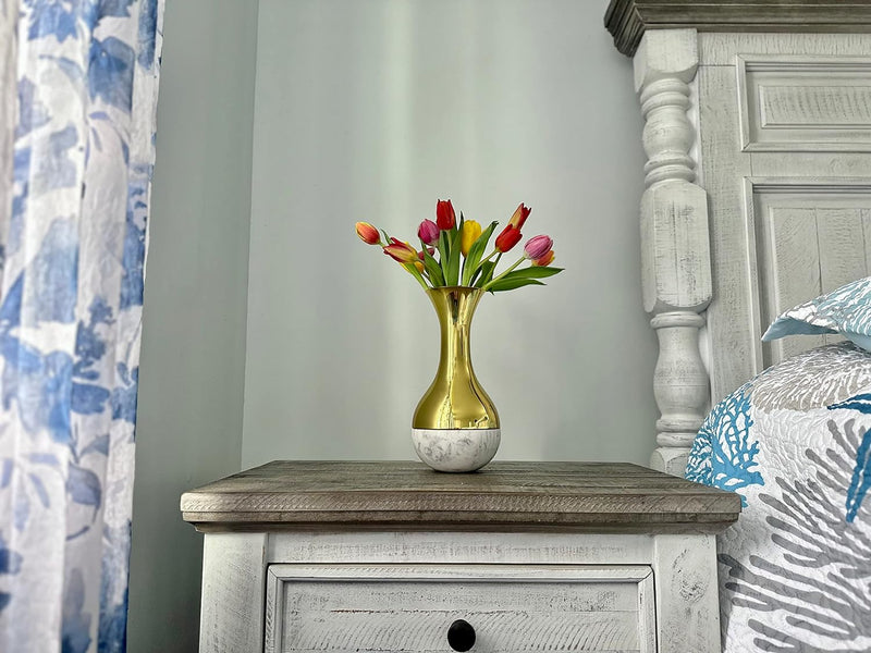 MILA- Marble and Gold Brass Flower Hand Made vase