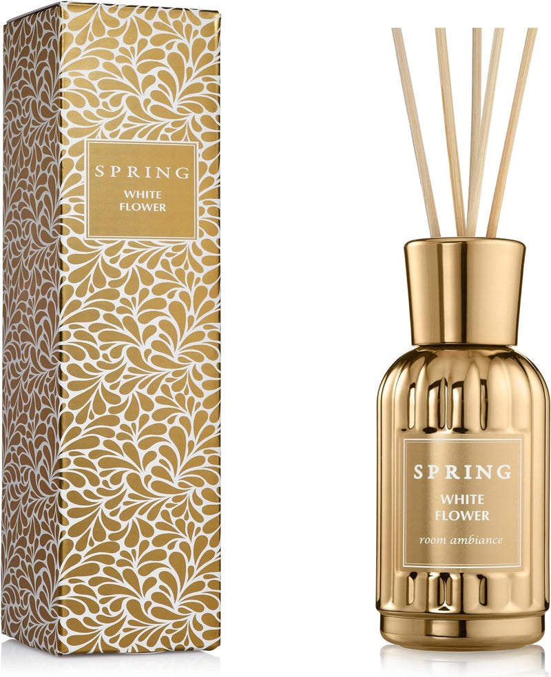 Reed Diffuser White Flower, Gold/Silver Bottle