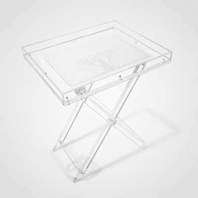 Acrylic Chanukah Folding Table with Removable Tray-SILVER Insert