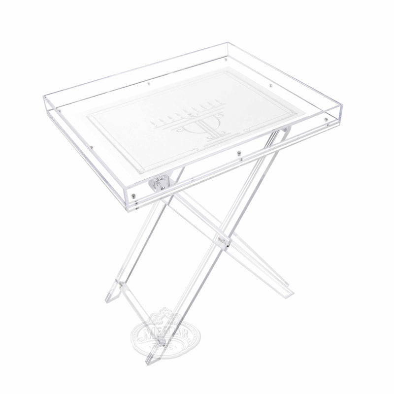 Acrylic Chanukah Folding Table with Removable Tray-SILVER Insert