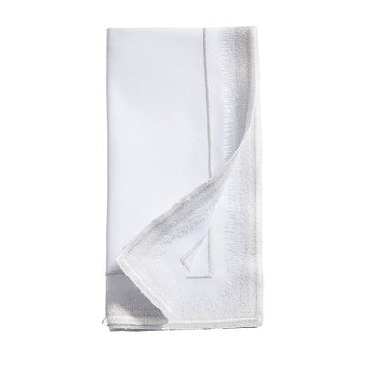 Saro Lifestyle  20 x 20 in. Silver Elegant Embroidery Detail Napkin, White