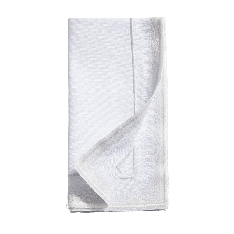 Saro Lifestyle  20 x 20 in. Silver Elegant Embroidery Detail Napkin, White