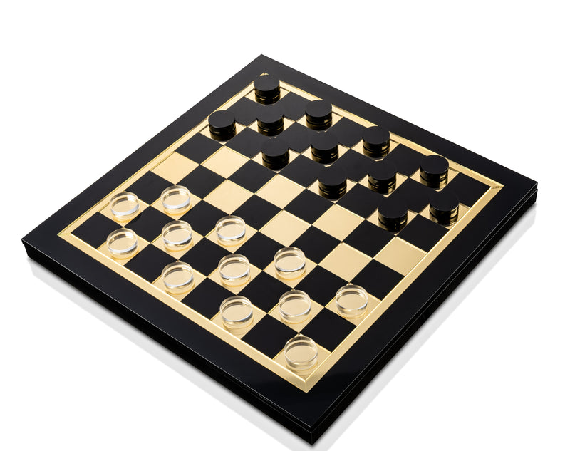 Lucite By Design Luxe Chess & Checkers Game Set w/ Gift Box