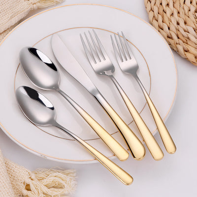 Colorblock 20 Pc Flatware Set With Graduated Gold Handles, Service For 4