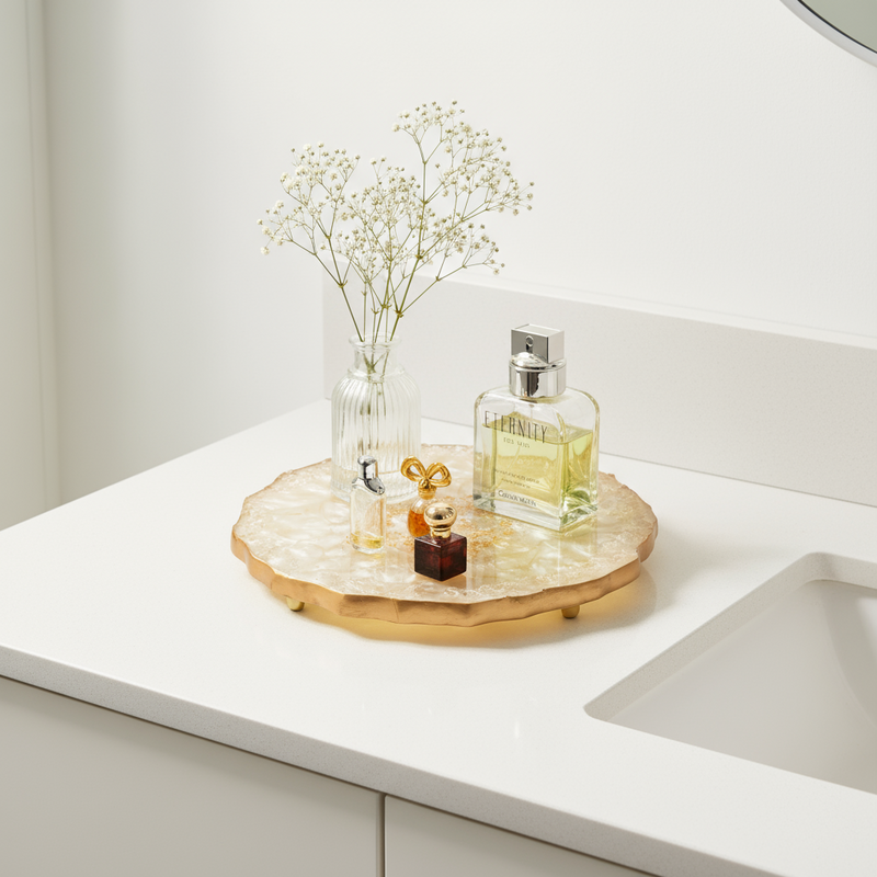 10" Round Resin Ivory Tray