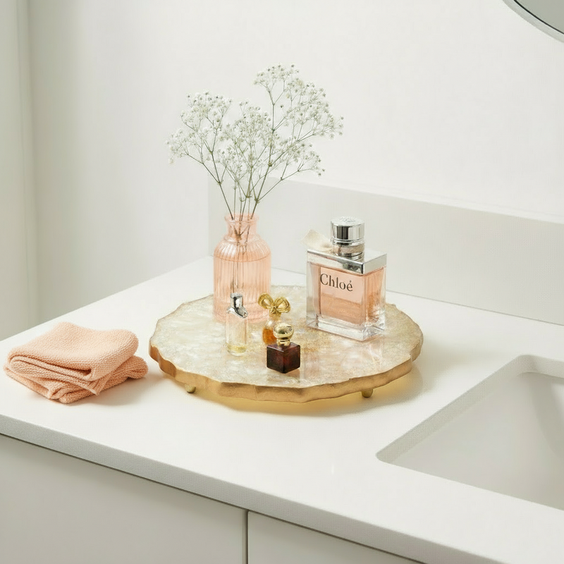 10" Round Resin Ivory Tray