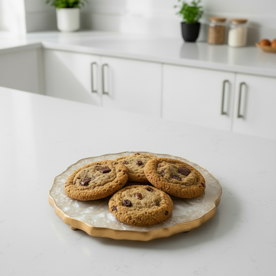 10" Round Resin Ivory Tray