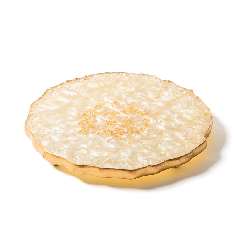 10" Round Resin Ivory Tray