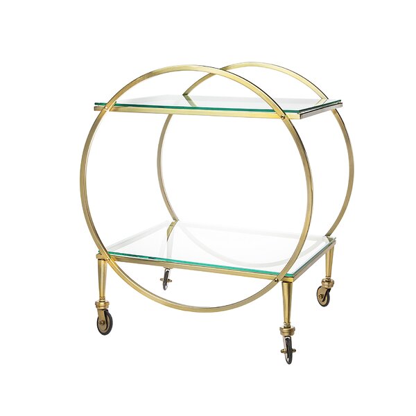 GOLD & GLASS 2 TIER BAR CART