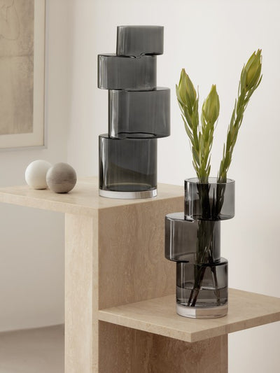 Tier Vase H10.25in Slate Grey