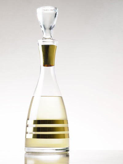 Spectrum Tall Wine Decanter with Gold Strips, 40 oz.