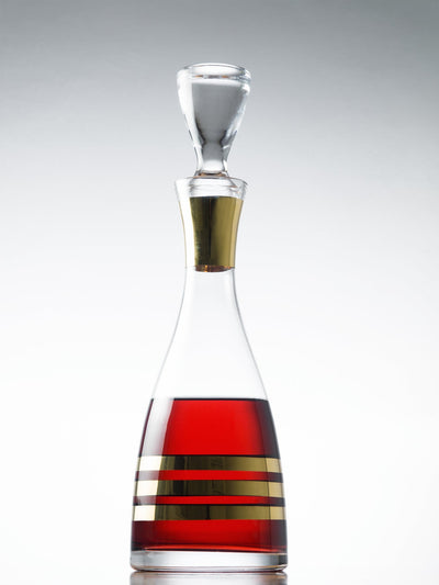 Spectrum Tall Wine Decanter with Gold Strips, 40 oz.