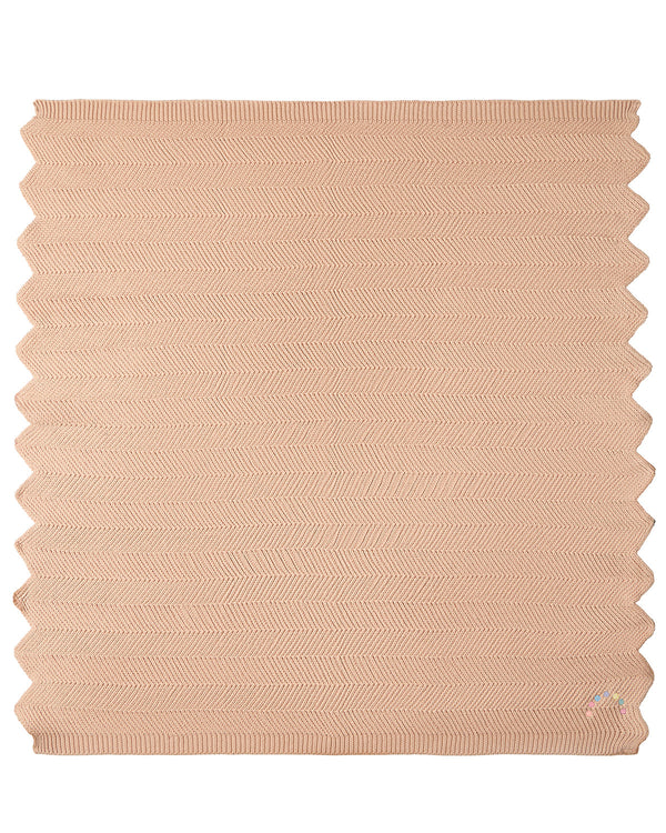 Baby Herringbone Knit 100% Cotton Blanket with Carry Pouch