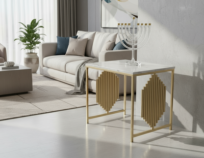 MARBLE-TOP CHANUKAH END TABLE SMALL