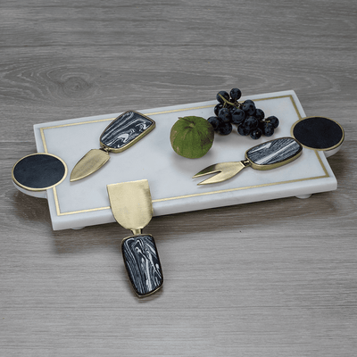 Kadappa Stone and Marble Tray by Zodax