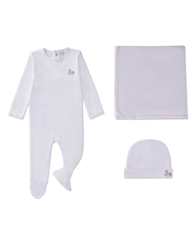 3 Piece Baby "Rocking Pony" 100% Pima Cotton Footie Set