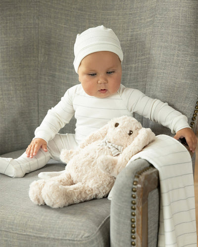 Unisex Baby Metallic Striped Side-Zipper Footie Set