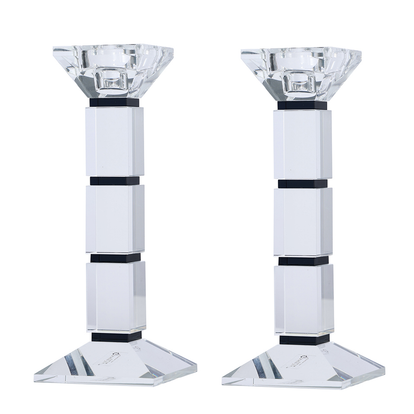 Crystal Candlesticks Square Design Set of 2 - Black