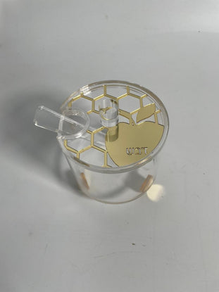 Round Lucite Honey Dish Honey Comb Design