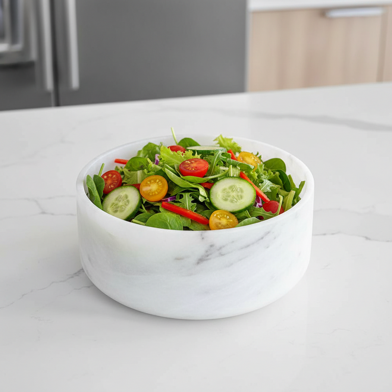 Resin White Swirl Salad Bowl