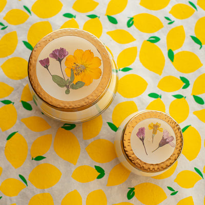 Lemon Blossom Small Pressed Floral Candle