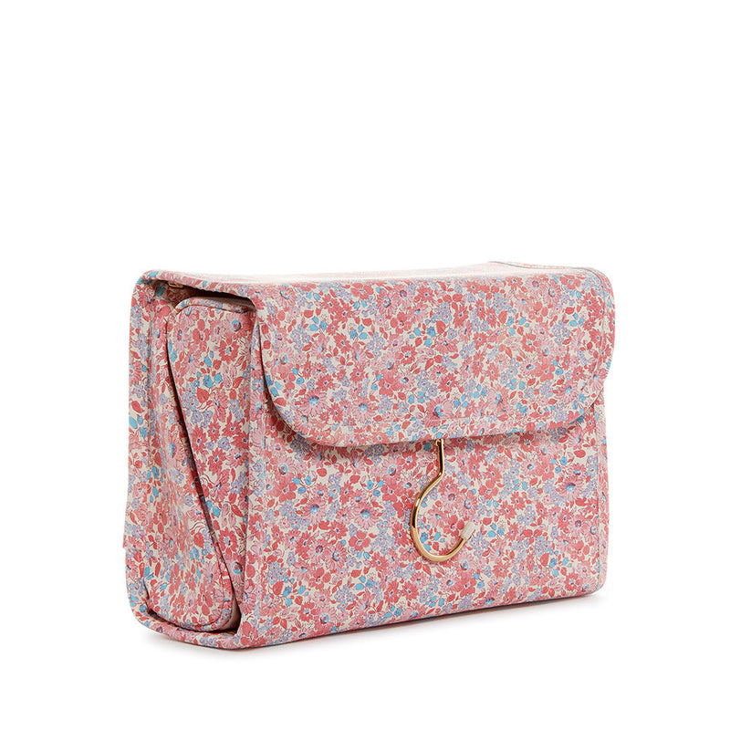 Hanging Toiletry Case - Hang It Up - Marseille with Pink Pinstripe Liner