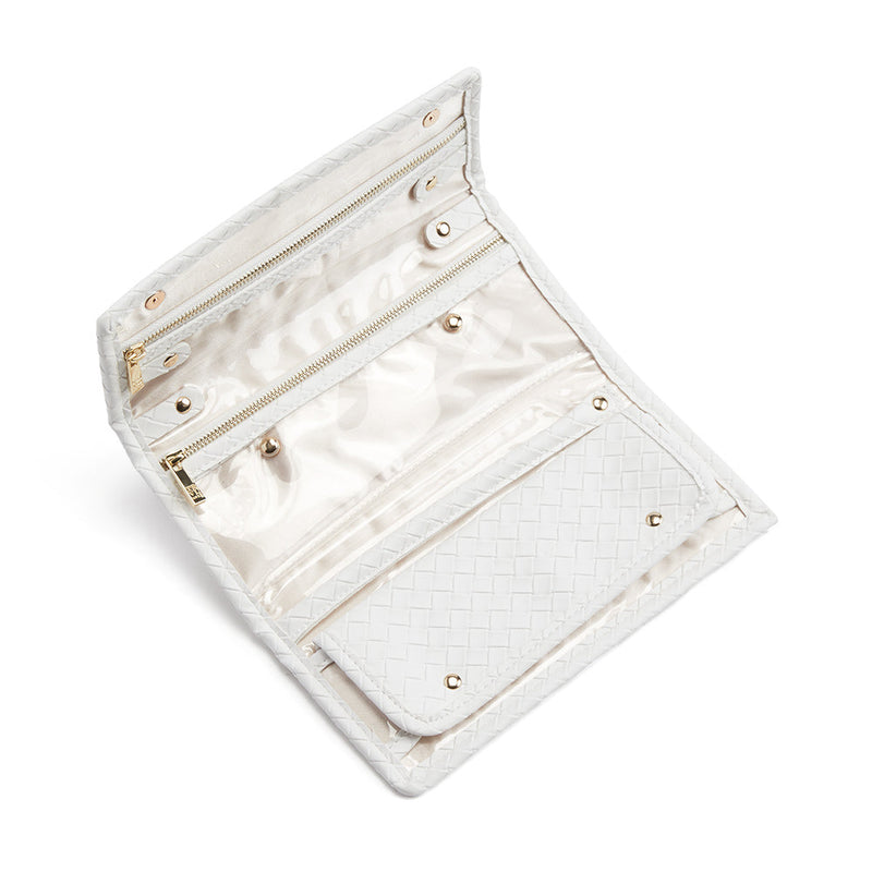Jewelry Case - Woven Jewel Wallet - Bridal White