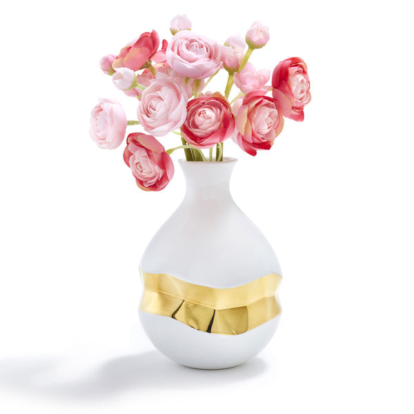 Talianna Oro Bud Vase White w/Gold