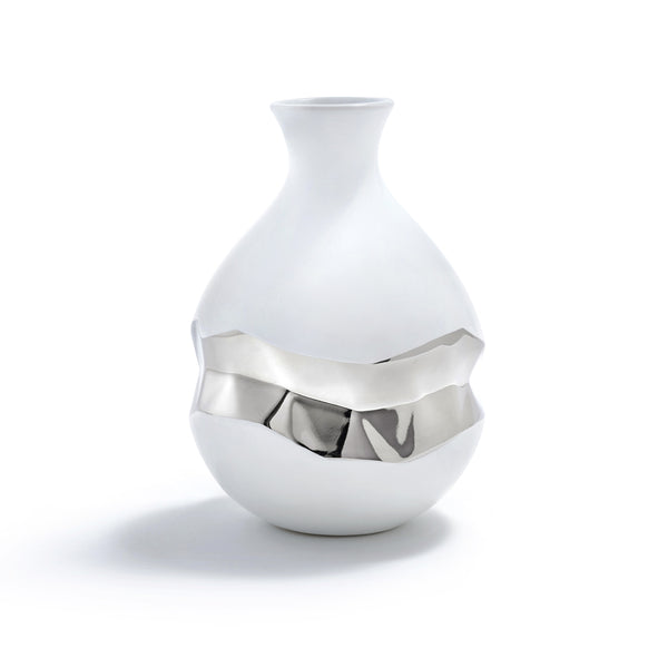 Talianna Oro Bud Vase White w/Silver