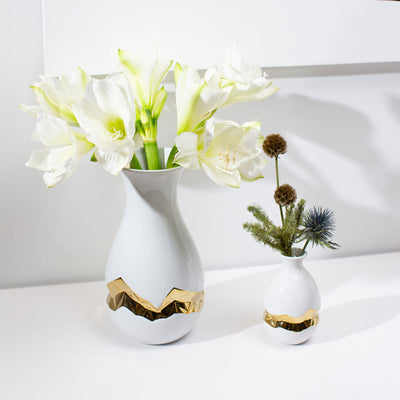 Talianna Oro Bud Vase White w/Gold