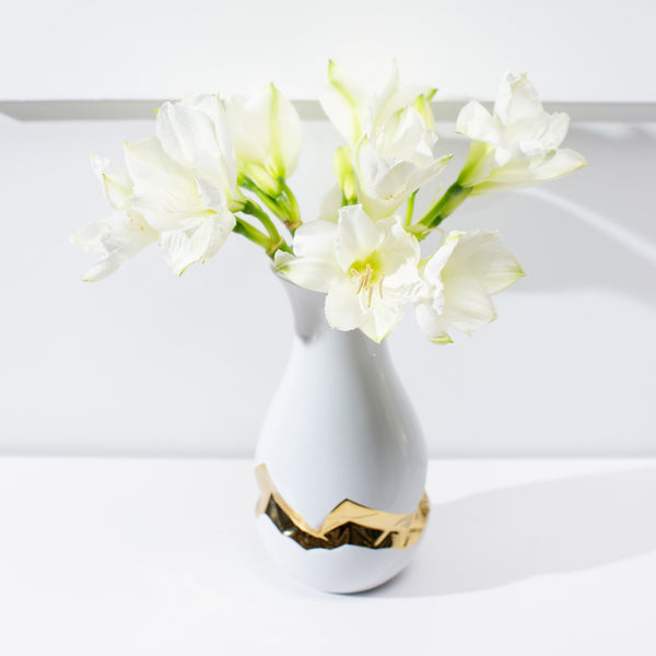 Talianna Oro Vase White w/Gold