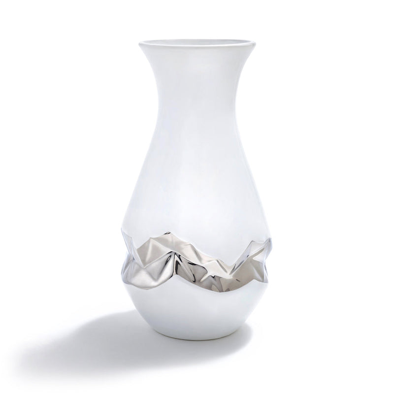 Talianna Oro Vase White w/Silver