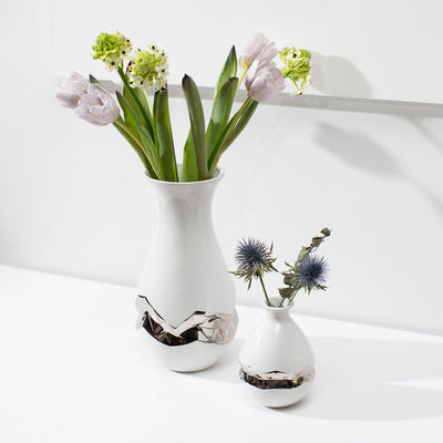 Talianna Oro Vase White w/Silver