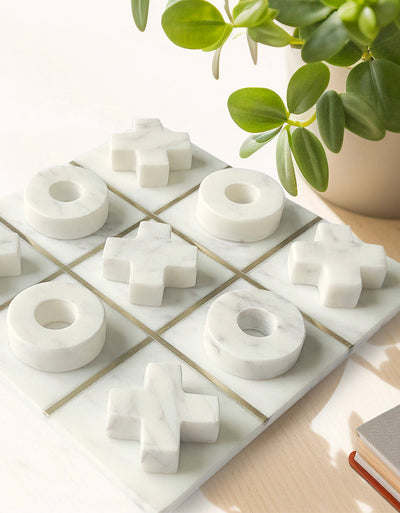 Becki Owens Decorative White Marble Tic Tac Toe